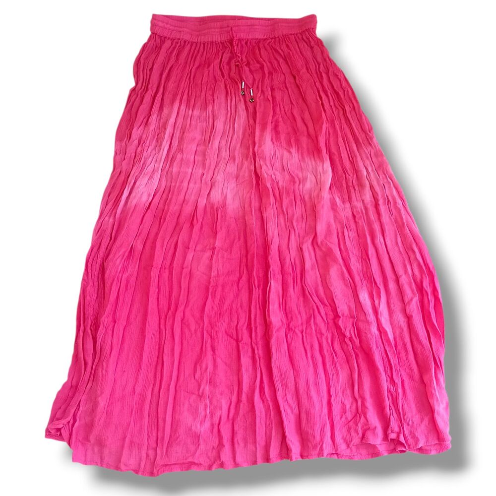 Uniti Casuals Tie Dye Crinkle Broomstick Skirt-One Size-Gypsy-Bell-Elastic Waist